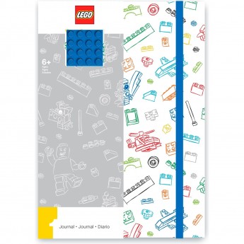 Книга для записей с резинкой и пластиной LEGO, сине-белая (96 листов) 51842L Книга для записей с резинкой и пластиной LEGO, сине-белая (96 листов) 51842L